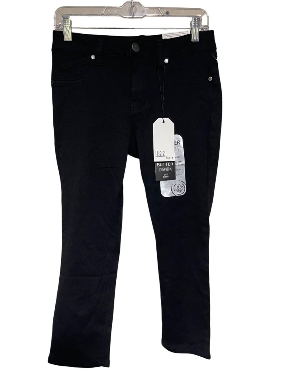 1822 Denim Womens Crop Skinny Jeans Size 6 Black Stretch Lightweight Summer
